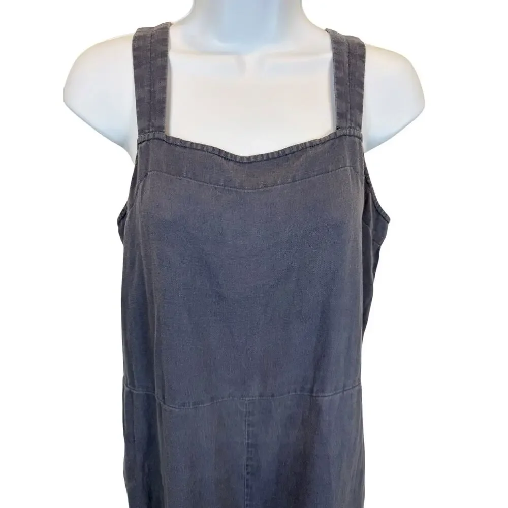 Everlane Jumpsuit Womens 6 Blue Linen Wide Leg Sleeveless Pockets Lagenlook